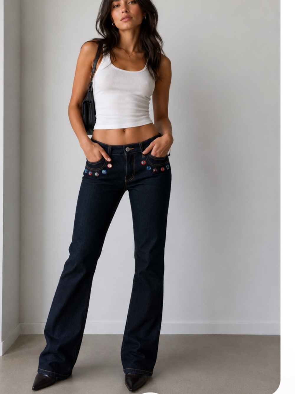 Fendi Dark Indigo Jeans with Contrast Gold Stitching size 6